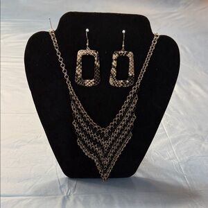 Chic Black Chain Necklace and Earring Set